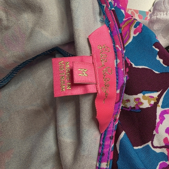 Lilly Pulitzer Vibrant Pink and Blue Floral Dress MED 1374 - Picture 5 of 5